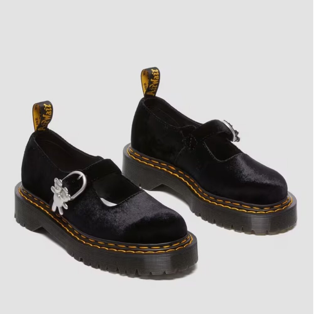 Dr. Martens Addina Heaven by Marc Jacobs Velvet Shoes in Black 8 NWT